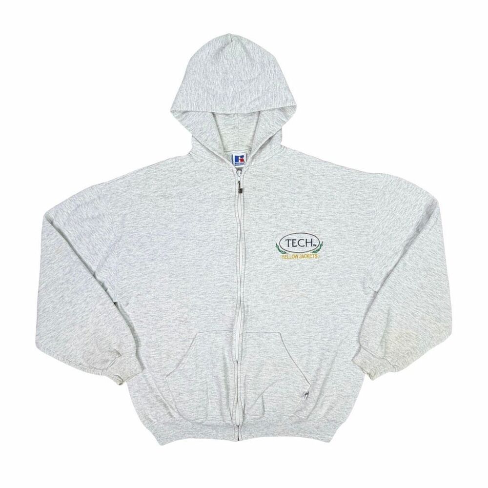Vintage Russell Athletic Georgia Tech Yellow Jackets Full Zip Hoodie - Size XL